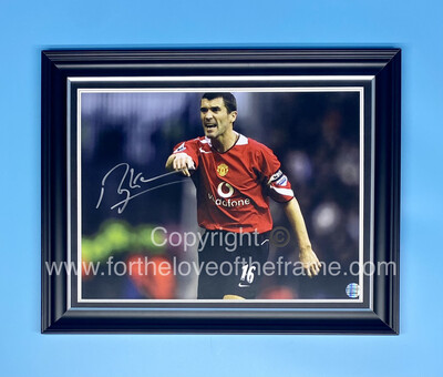 Roy Keane Stunning Hand Signed Manchester United Football Soccer Photo Luxury Handmade Wooden Display Certificate of Authenticity
