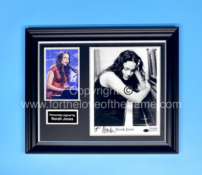 Norah Jones Stunning Hand Signed Record Company Promo Music Photo in Handmade Wooden Display & Certificate of Authenticity