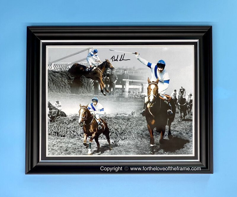 Bob Champion Stunning Hand Signed Grand National Jump Jockey Photo in Luxury Handmade Wooden Display with COA AFTAL