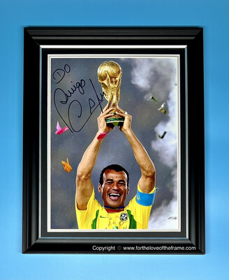 Cafu Official Hand Signed Brazil 2002 FIFA World Cup Photo in Luxury Handmade Wooden Display & Certificates of Authenticity Cafu Official Hand Signed Brazil 2002 FIFA World Cup Photo in Luxury Handmade Wooden Display & Certificates of Authenticity