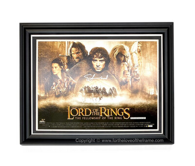 Elijah Wood Stunning Hand Signed Frodo Baggins The Lord of the Rings Movie Poster in Handmade Wooden Display & Certificates of Authenticity