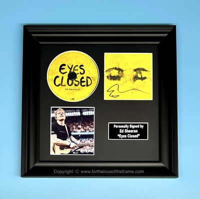 NEW Ed Sheeran Stunning Hand Signed Eyes Closed CD Single Insert in Luxury Handmade Wooden Display & Certificate of Authenticity
