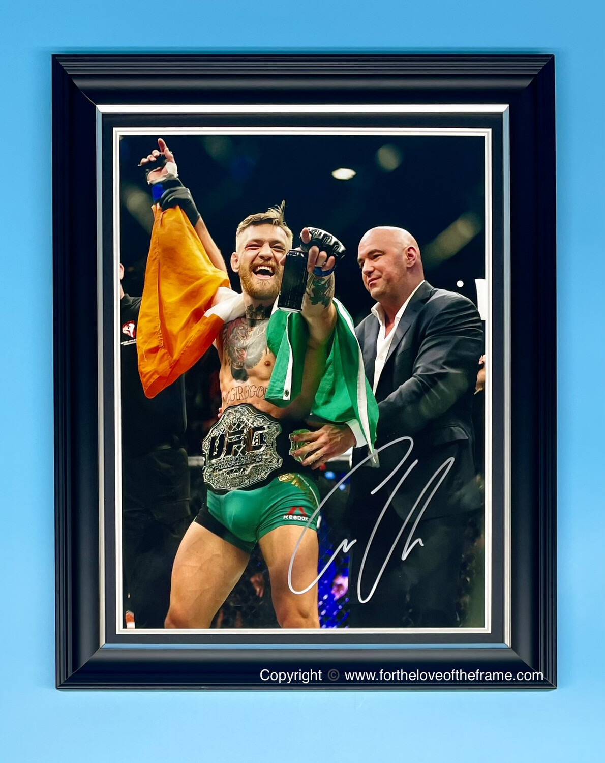 Conor McGregor Signed Autograph UFC Memorabilia Iconic UFC Photo Poster In Luxury Handmade Wooden Frame & AFTAL Certificate Of Authenticity