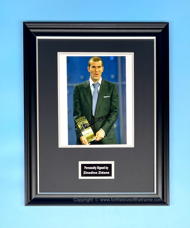 Zinedine Zidane Signed Autograph Soccer Football Memorabilia 2003 Player Of The Year Real Madrid Photo Poster In Luxury Handmade Wooden Frame & AFTAL Certificate Of Authenticity