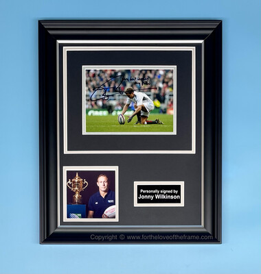 Jonny Wilkinson Signed Autograph Rugby Memorabilia England Rugby World Cup Photo Poster In Luxury Handmade Wooden Frame & AFTAL Certificate Of Authenticity