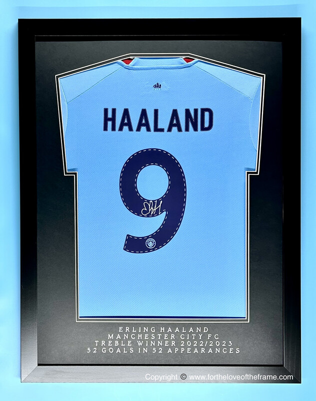 Erling Haaland Signed Autograph Football Soccer Memorabilia Manchester City 2022/23 Champions League Shirt Jersey In Exclusive Luxury Wooden Frame & AFTAL Member Certificate Of Authenticity