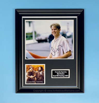 Matt Damon Signed Good Will Hunting Photo In Luxury Handmade Wooden Frame With Photo Proof & AFTAL Member Certificate Of Authenticity Movie Film TV Autograph Memorabilia Poster