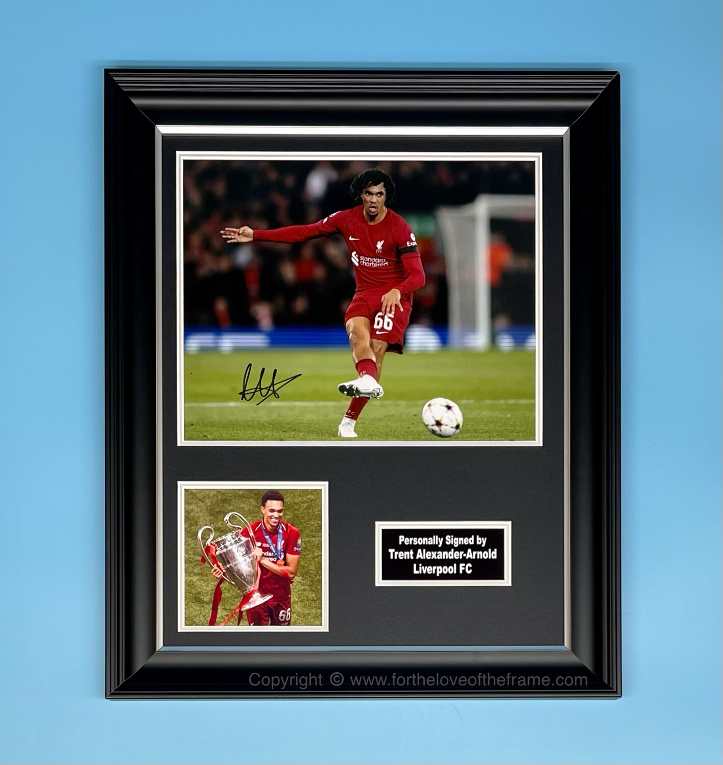 Trent Alexander Arnold Signed Liverpool Photo In Luxury Handmade Wooden Frame & AFTAL Member Certificate Of Authenticity Football Soccer Autograph Memorabilia Premier League Poster