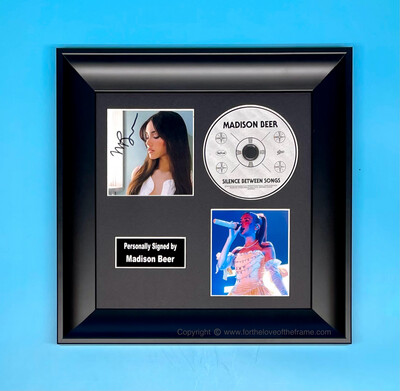 Madison Beer Signed Silence Between Songs Album Cover & CD In Luxury Handmade Wooden Frame & AFTAL Member Certificate Of Authenticity Music Autograph Memorabilia Photo Poster