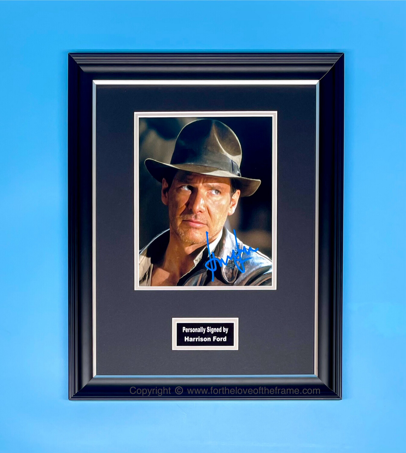 Harrison Ford Signed Indiana Jones Photo In Luxury Handmade Wooden Frame With Beckett Verification Direct From His Signing Agents & AFTAL Member Certificate Of Authenticity Movie Autograph Memorabilia