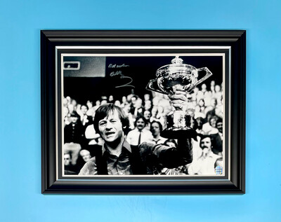 Alex Higgins Signed Photo In Luxury Handmade Wooden Frame & AFTAL Member Certificate Of Authenticity Autograph Snooker Memorabilia Poster