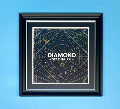 Def Leppard Signed Diamond Star Halos Album Cover Photo In Luxury Handmade Wooden Frame & AFTAL Member Certificate Of Authenticity Music Autograph Memorabilia Poster
