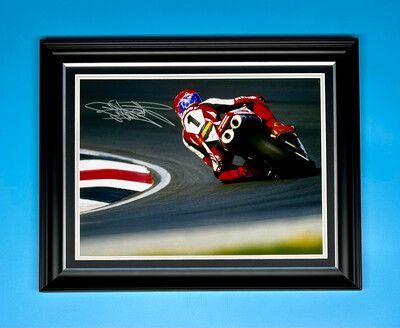 Carl Fogarty Signed Photo In Luxury Handmade Wooden Frame & AFTAL Member Certificate Of Authenticity Autograph Motorcycle Racing Memorabilia Poster Superbike Foggy
