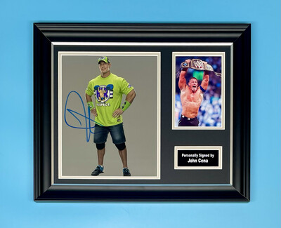 John Cena Signed Photo In Luxury Handmade Wooden Frame & AFTAL Member Certificate Of Authenticity Autograph Sport WWE Wrestlemania Memorabilia Poster