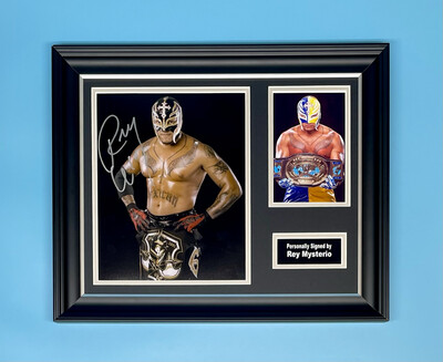Rey Mysterio Signed Photo In Luxury Handmade Wooden Frame & AFTAL Member Certificate Of Authenticity Autograph Sport WWE Wrestlemania Memorabilia Poster