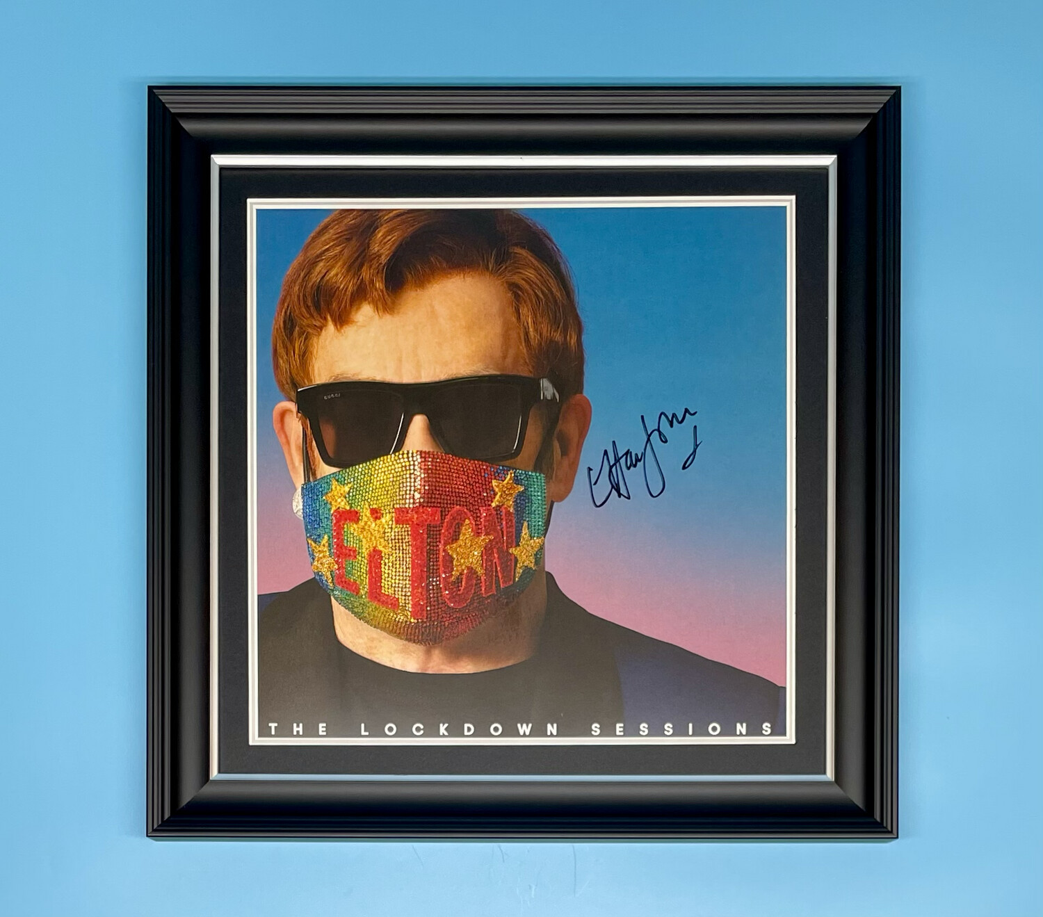 Elton John Signed Limited Edition The Lockdown Sessions Album Cover Photo In Luxury Handmade Wooden Frame & AFTAL Member Certificate Of Authenticity Pop Music Autograph Memorabilia Poster