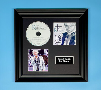 Rod Stewart Signed Photo & CD In Luxury Handmade Wooden Frame & AFTAL Member Certificate Of Authenticity Autograph Music Memorabilia Poster The Tears Of Hercules Cover