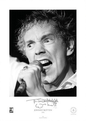 Johnny Rotten Limited Edition Hand Signed Legendary Sex Pistols & Public Image Limited (PiL) Unframed Giclee Fine Art Print Music Poster 24"x17" (594mm x 420mm)