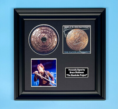 Bruce Dickinson Signed Photo & CD In Luxury Handmade Wooden Frame & AFTAL Member Certificate Of Authenticity Autograph Music Memorabilia Poster The Mandrake Project Cover