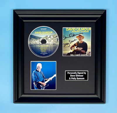Polly Samson & David Gilmour Signed Photo & CD In Luxury Handmade Wooden Frame & AFTAL Member Certificate Of Authenticity Autograph Music Memorabilia Poster Yes I Have Ghosts Cover