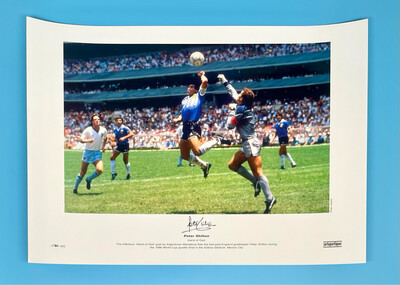 Peter Shilton Hand Signed Legendary 1986 World Cup Hand Of God England V Argentina Football Soccer Stunning High Resolution Limited Edition Unframed Artwork