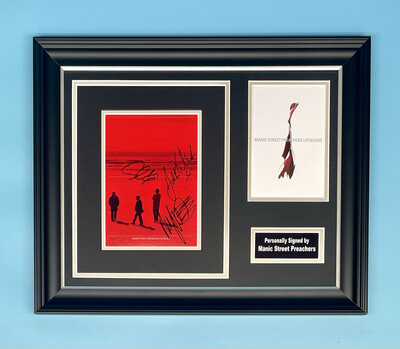 Manic Street Preachers Signed Photo In Luxury Handmade Wooden Frame With CD & AFTAL Member Certificate Of Authenticity Autograph Music Memorabilia Poster Lifeblood Cover
