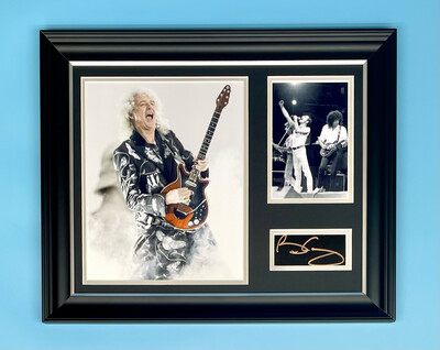 Brian May Signed Photo In Luxury Handmade Wooden Frame & AFTAL Member Certificate Of Authenticity Autograph Music Memorabilia Queen Poster