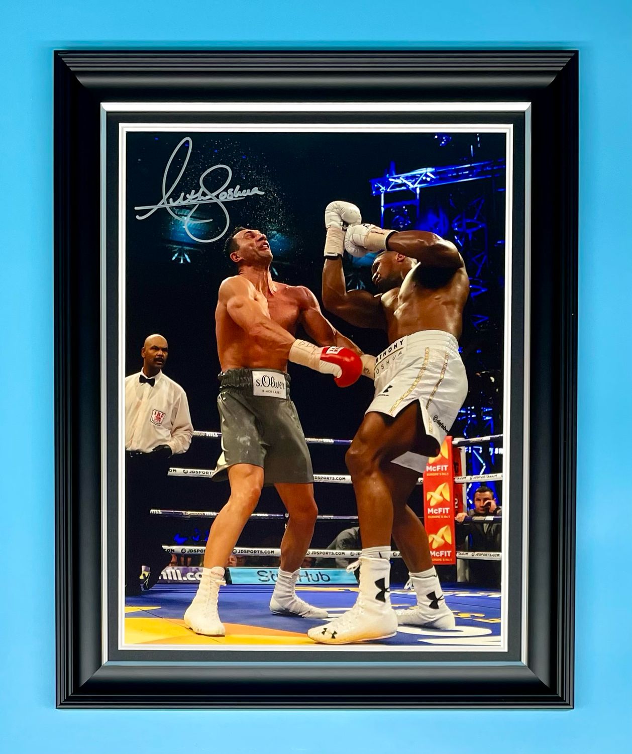 Anthony Joshua Signed Photo In Luxury Handmade Wooden Frame & AFTAL Member Certificate Of Authenticity Autograph Boxing Memorabilia Klitschko Fight Poster