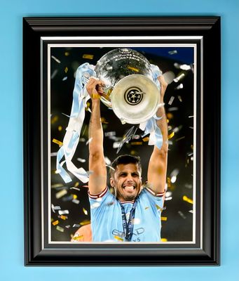 Rodri Signed Photo In Luxury Handmade Wooden Frame & AFTAL Member Certificate Of Authenticity Autograph Football Soccer Memorabilia Manchester City Poster