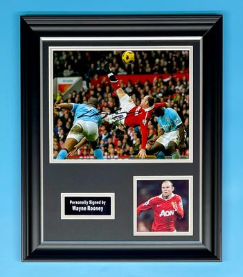 Wayne Rooney Signed Photo In Luxury Handmade Wooden Frame & AFTAL Member Certificate Of Authenticity Autograph Football Soccer Memorabilia Manchester United Poster
