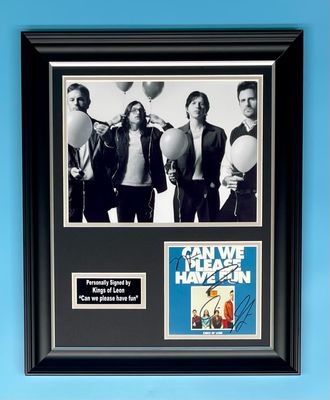 Kings Of Leon Signed Photo In Luxury Handmade Wooden Frame & AFTAL Member Certificate Of Authenticity Autograph Music Memorabilia Poster Can We Please Have Fun