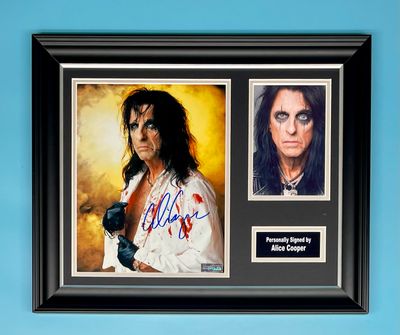 Alice Cooper Signed Photo In Luxury Handmade Wooden Frame & AFTAL Member Certificate Of Authenticity Autograph Music Memorabilia Poster