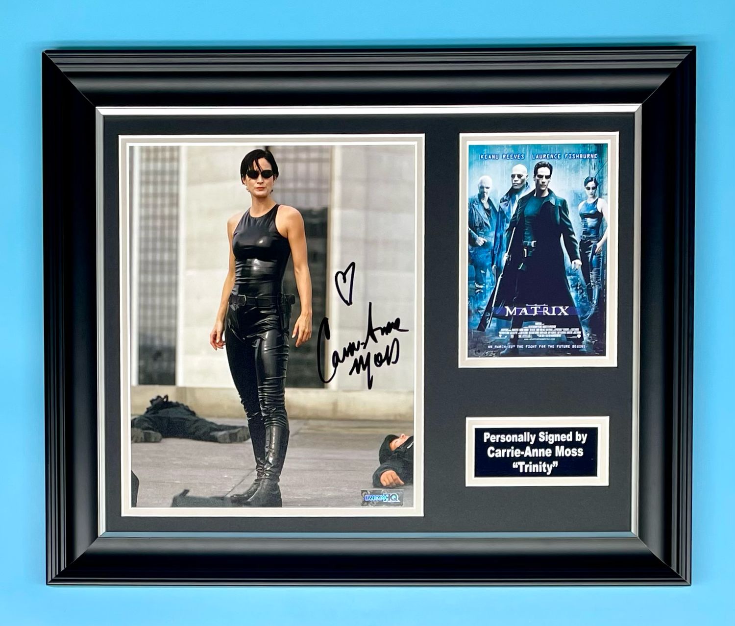 Carrie Anne Moss Signed Photo In Luxury Handmade Wooden Frame & AFTAL Member Certificate Of Authenticity Autograph Movie Film TV Memorabilia The Matrix Poster Trinity