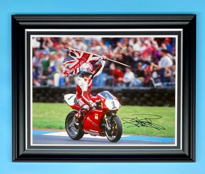 Carl Fogarty Signed Photo In Luxury Handmade Wooden Frame & AFTAL Member Certificate Of Authenticity Autograph Motorcycle Racing Memorabilia Poster Superbike Foggy