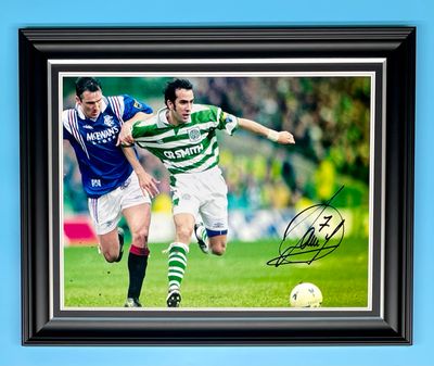 Paolo Di Canio Signed Photo In Luxury Handmade Wooden Frame & AFTAL Member Certificate Of Authenticity Autograph Football Soccer Memorabilia Celtic Poster