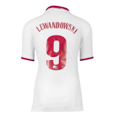 Robert Lewandowski Signed Shirt With Beckett Verification & AFTAL Member Certificate Of Authenticity Autograph Football Soccer Memorabilia Poland Jersey