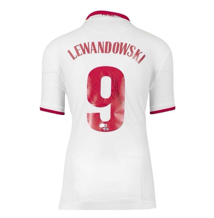 Robert Lewandowski Signed Shirt With Beckett Verification & AFTAL Member Certificate Of Authenticity Autograph Football Soccer Memorabilia Poland Jersey
