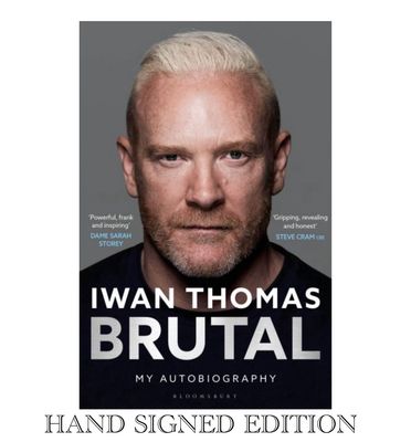 Iwan Thomas Brutal Hand Signed First Edition Hardback Hardcover Autobiography Book Autographed Athletics Sport Memorabilia COA AFTAL