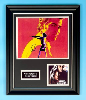 George Clooney Signed Photo In Luxury Handmade Wooden Frame & AFTAL Member Certificate Of Authenticity Autograph Movie Film TV Memorabilia Out Of Sight Poster