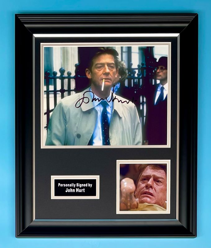 John Hurt Signed Photo In Luxury Handmade Wooden Frame & AFTAL Member Certificate Of Authenticity Autograph Movie Film TV Memorabilia Alien Poster