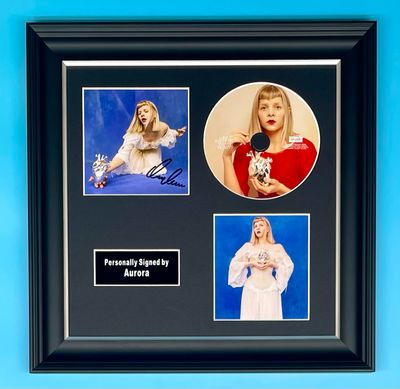 Aurora Signed Photo & CD In Luxury Handmade Wooden Frame & AFTAL Member Certificate Of Authenticity Music Memorabilia Autograph What Happened To The Heart Poster