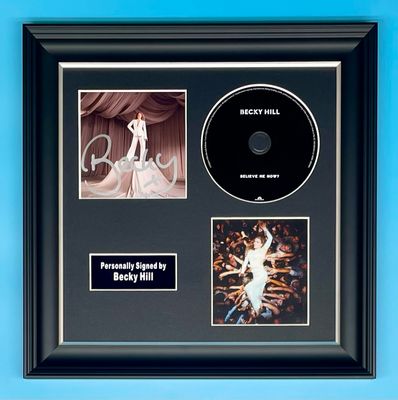 Becky Hill Signed Photo & CD In Luxury Handmade Wooden Frame & AFTAL Member Certificate Of Authenticity Music Memorabilia Autograph Believe Me Now Poster