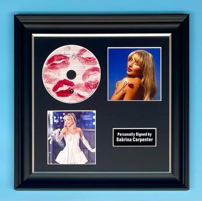 Sabrina Carpenter Signed Photo & CD In Luxury Handmade Wooden Frame & AFTAL Member Certificate Of Authenticity Music Memorabilia Autograph Short N Sweet Poster