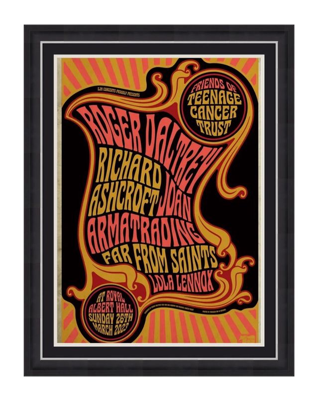 SIGNED - Roger Daltrey - The Who - Hand Signed ORANGE/BLACK A2 Teenage Cancer Trust Event Poster Italian Textured Lithographic Poster Royal Albert Hall 2023 Autographed Music Memorabilia
