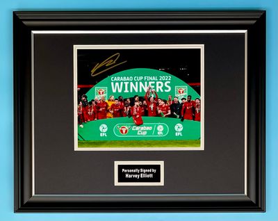 Harvey Elliott Signed Photo In Luxury Handmade Wooden Frame & AFTAL Member Certificate Of Authenticity Football Soccer Memorabilia Autograph Liverpool Poster