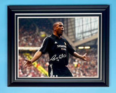 R9 Ronaldo Nazario Signed Photo In Luxury Handmade Wooden Frame & AFTAL Member Certificate Of Authenticity Football Soccer Memorabilia Autograph Real Madrid Poster