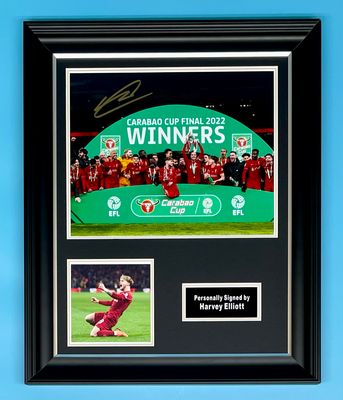 Harvey Elliott Signed Photo In Luxury Handmade Wooden Frame & AFTAL Member Certificate Of Authenticity Football Soccer Memorabilia Autograph Liverpool Poster