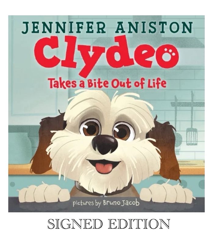 SIGNED Jennifer Aniston Hand Signed First Edition Hardback Hardcover Book - Clydeo Takes a Bite Out of Life 2024