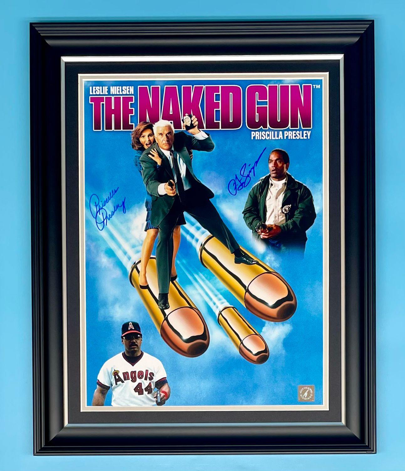 Priscilla Presley & OJ Simpson Signed Photo In Luxury Handmade Wooden Frame & AFTAL Member Certificate Of Authenticity The Naked Gun Poster Autograph Movie Film TV Memorabilia