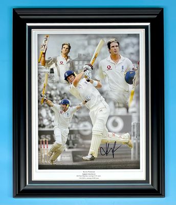 Kevin Pietersen Signed Photo In Luxury Handmade Wooden Frame & AFTAL Member Certificate Of Authenticity Poster Cricket Memorabilia Autograph